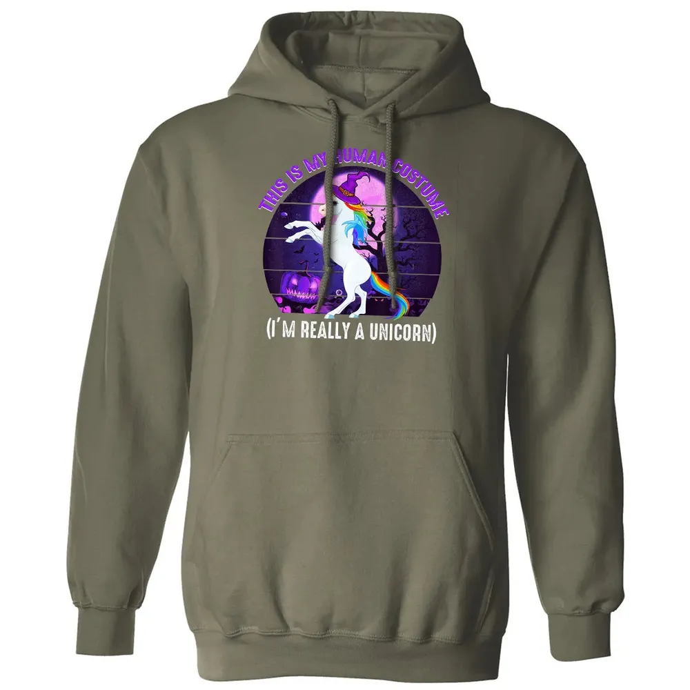 This is My Human Costume Funny Unicorn Halloween Classic Unisex Hoodie - 4