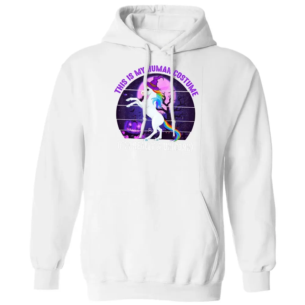 This is My Human Costume Funny Unicorn Halloween Classic Unisex Hoodie - 11