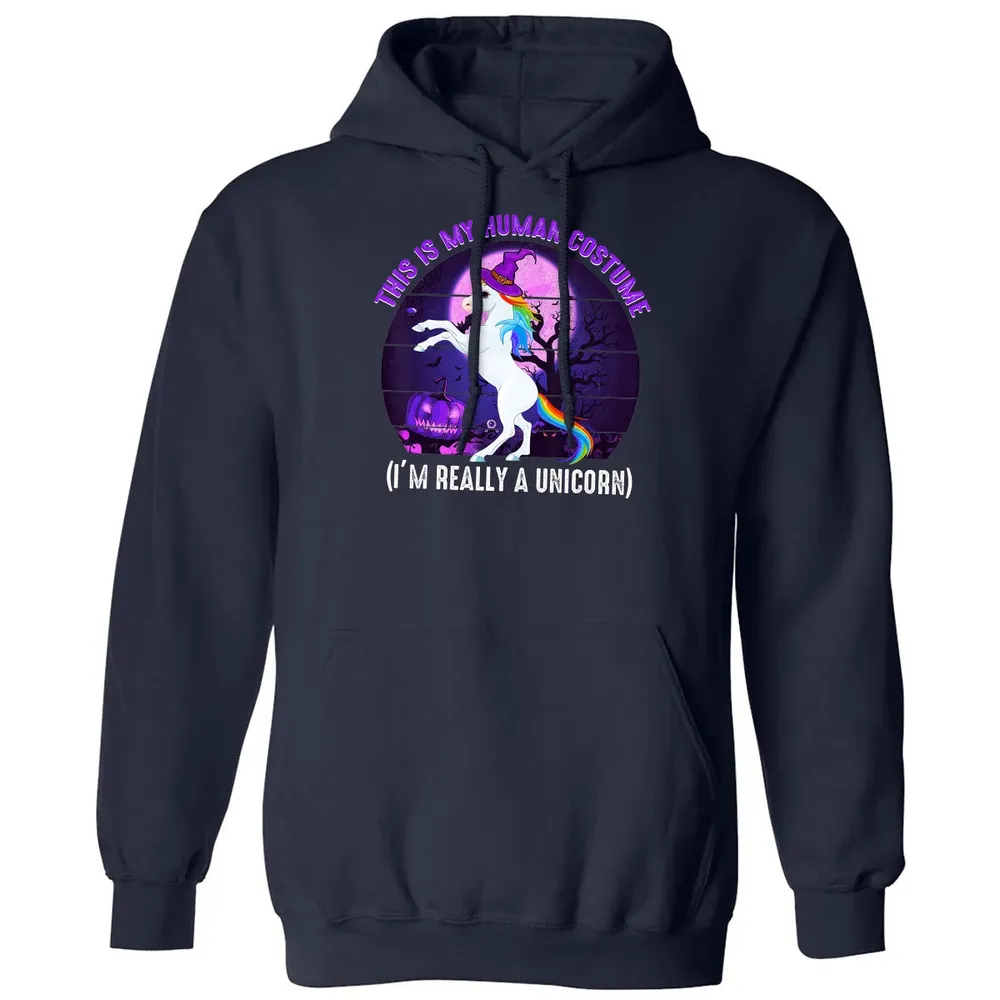 This is My Human Costume Funny Unicorn Halloween Classic Unisex Hoodie - 2