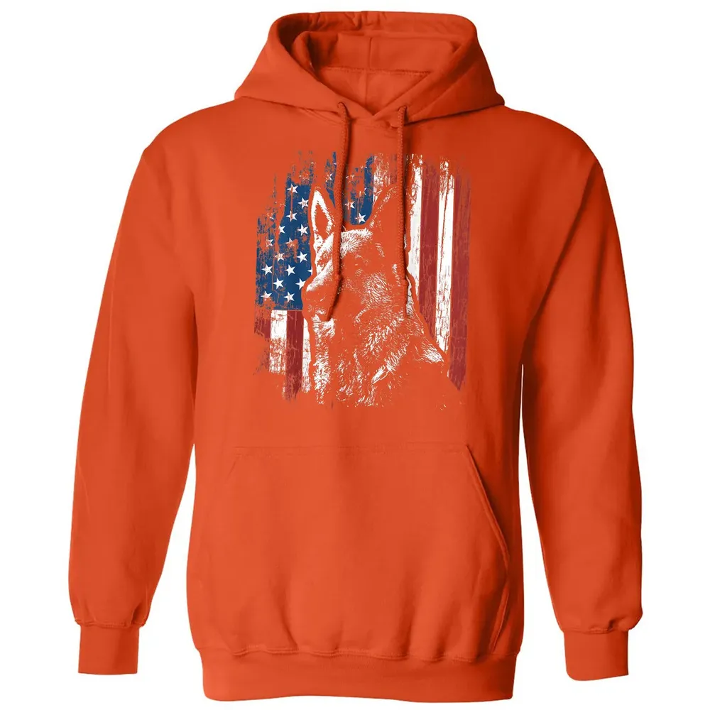 Patriotic German Shepherd American Flag Classic Unisex Hoodie - 10
