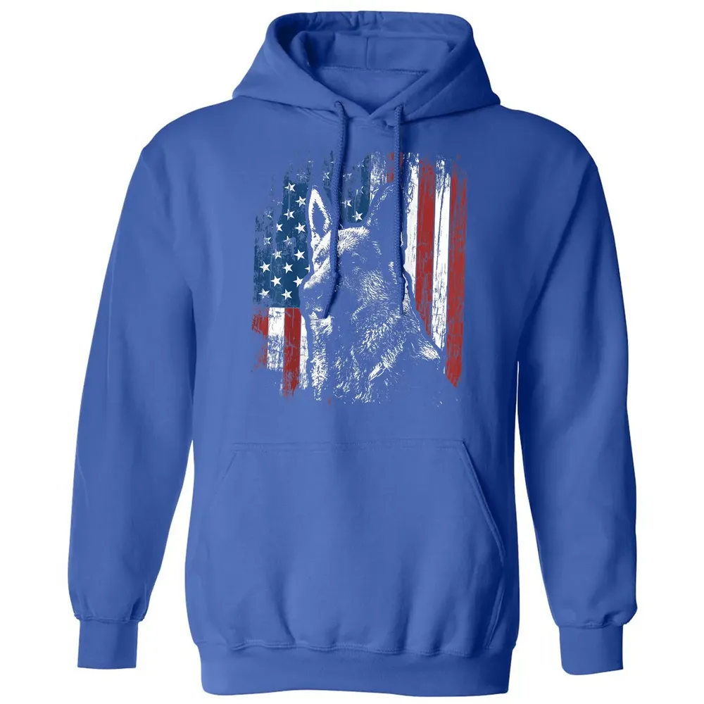 Patriotic German Shepherd American Flag Classic Unisex Hoodie - 9