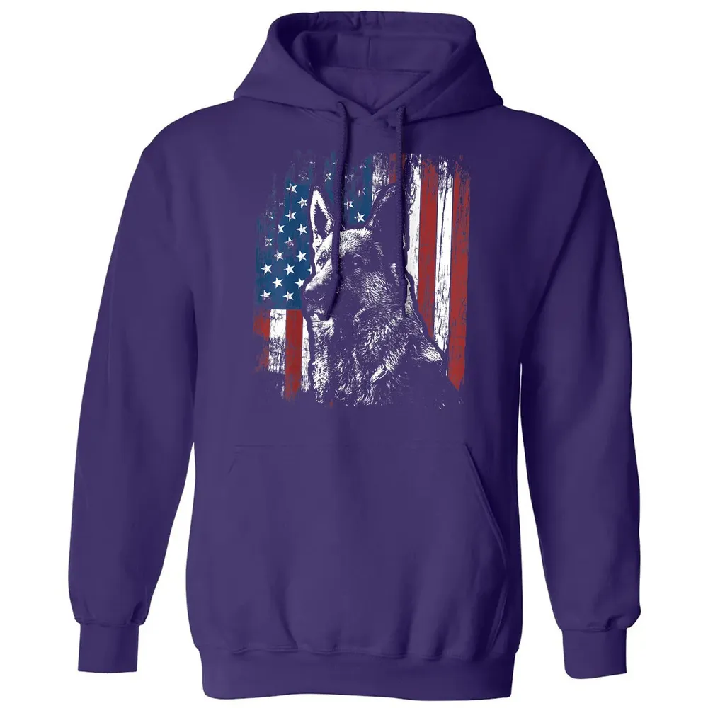 Patriotic German Shepherd American Flag Classic Unisex Hoodie - 6
