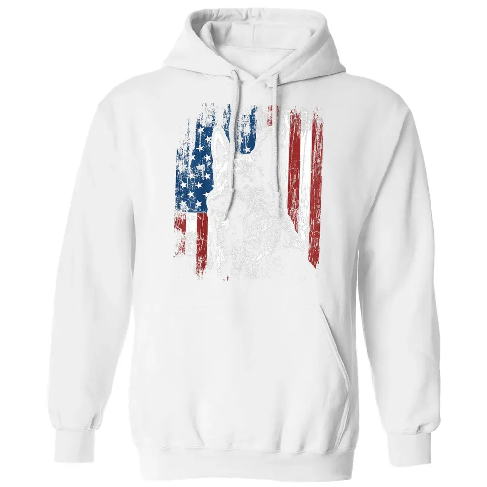 Patriotic German Shepherd American Flag Classic Unisex Hoodie - 11