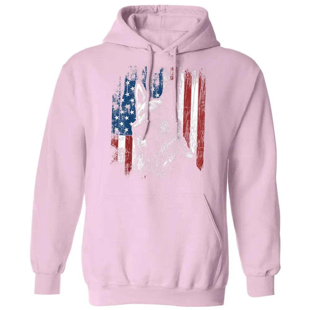 Patriotic German Shepherd American Flag Classic Unisex Hoodie - 3