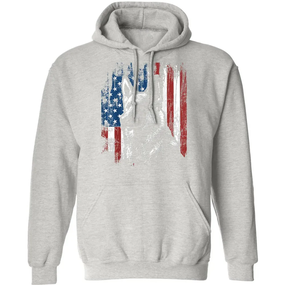 Patriotic German Shepherd American Flag Classic Unisex Hoodie - 8