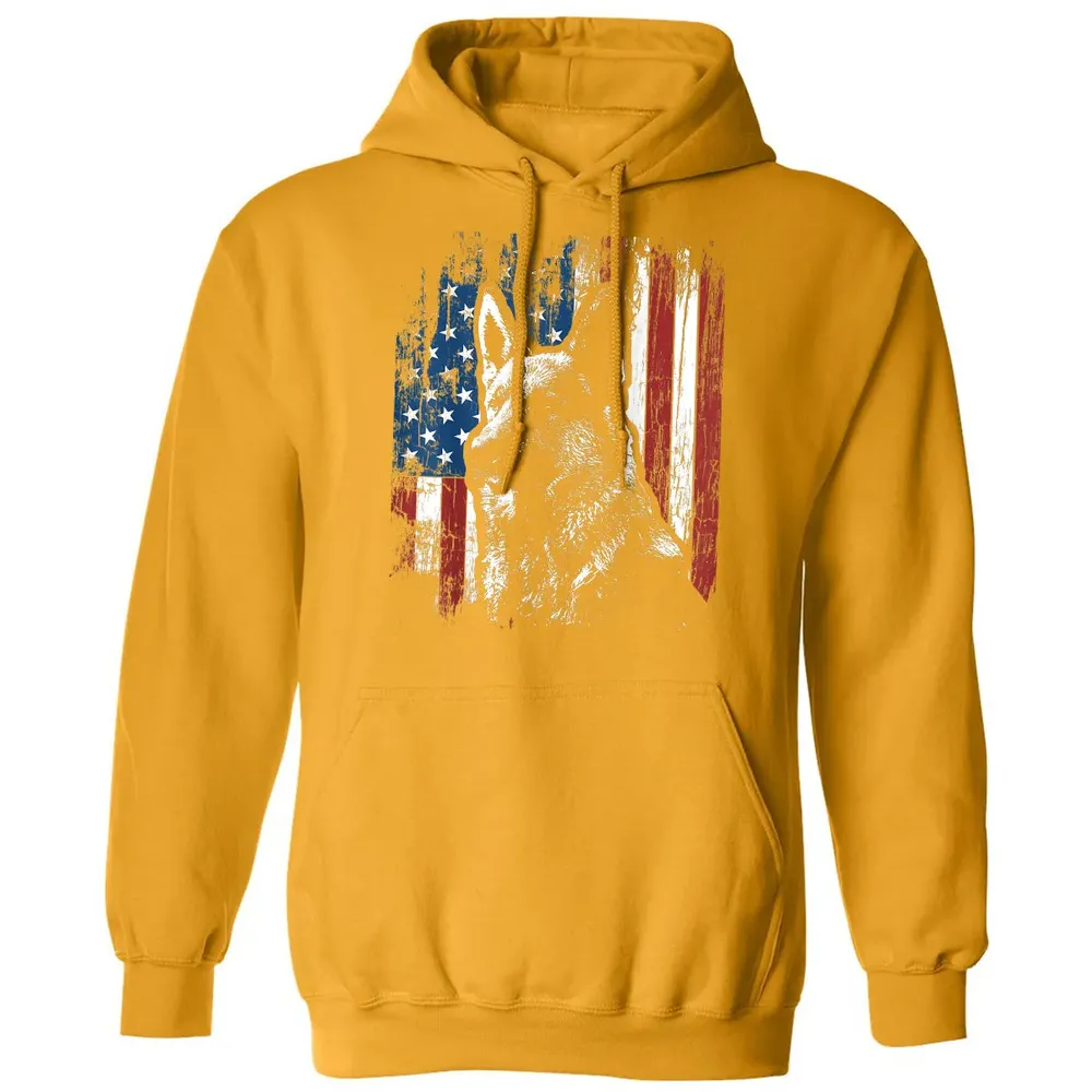 Patriotic German Shepherd American Flag Classic Unisex Hoodie - 12