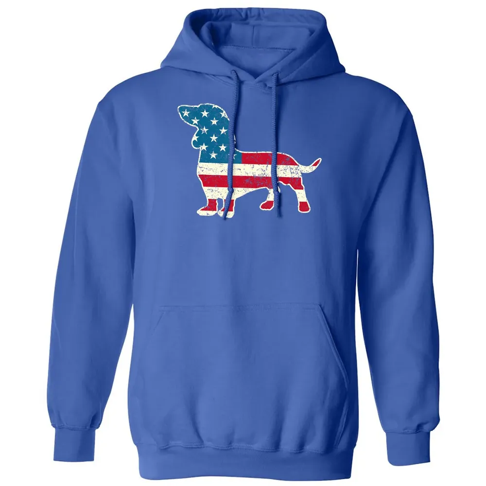 Dachshund 4th of July Dog Lover Gift Men Women American Flag Classic Unisex Hoodie - 9
