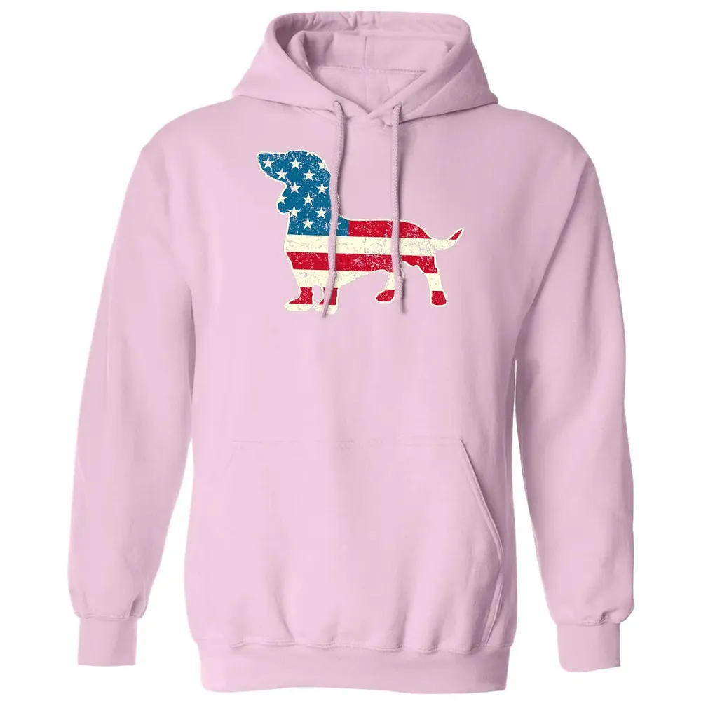 Dachshund 4th of July Dog Lover Gift Men Women American Flag Classic Unisex Hoodie - 3