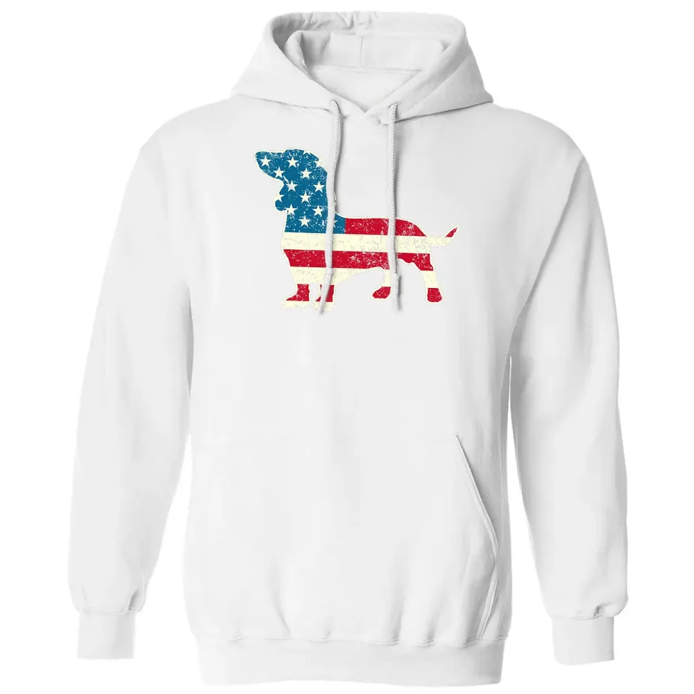 Dachshund 4th of July Dog Lover Gift Men Women American Flag Classic Unisex Hoodie - 11