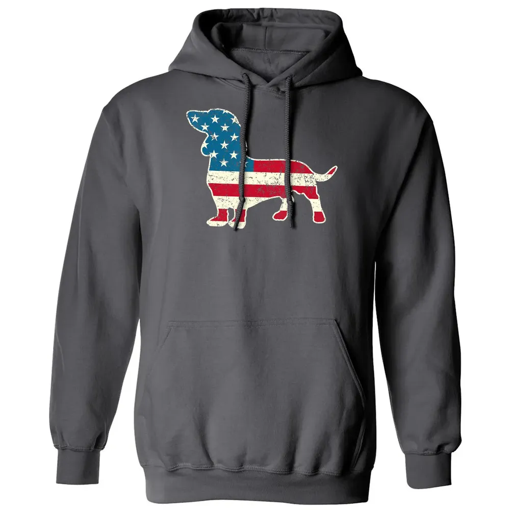 Dachshund 4th of July Dog Lover Gift Men Women American Flag Classic Unisex Hoodie - 7