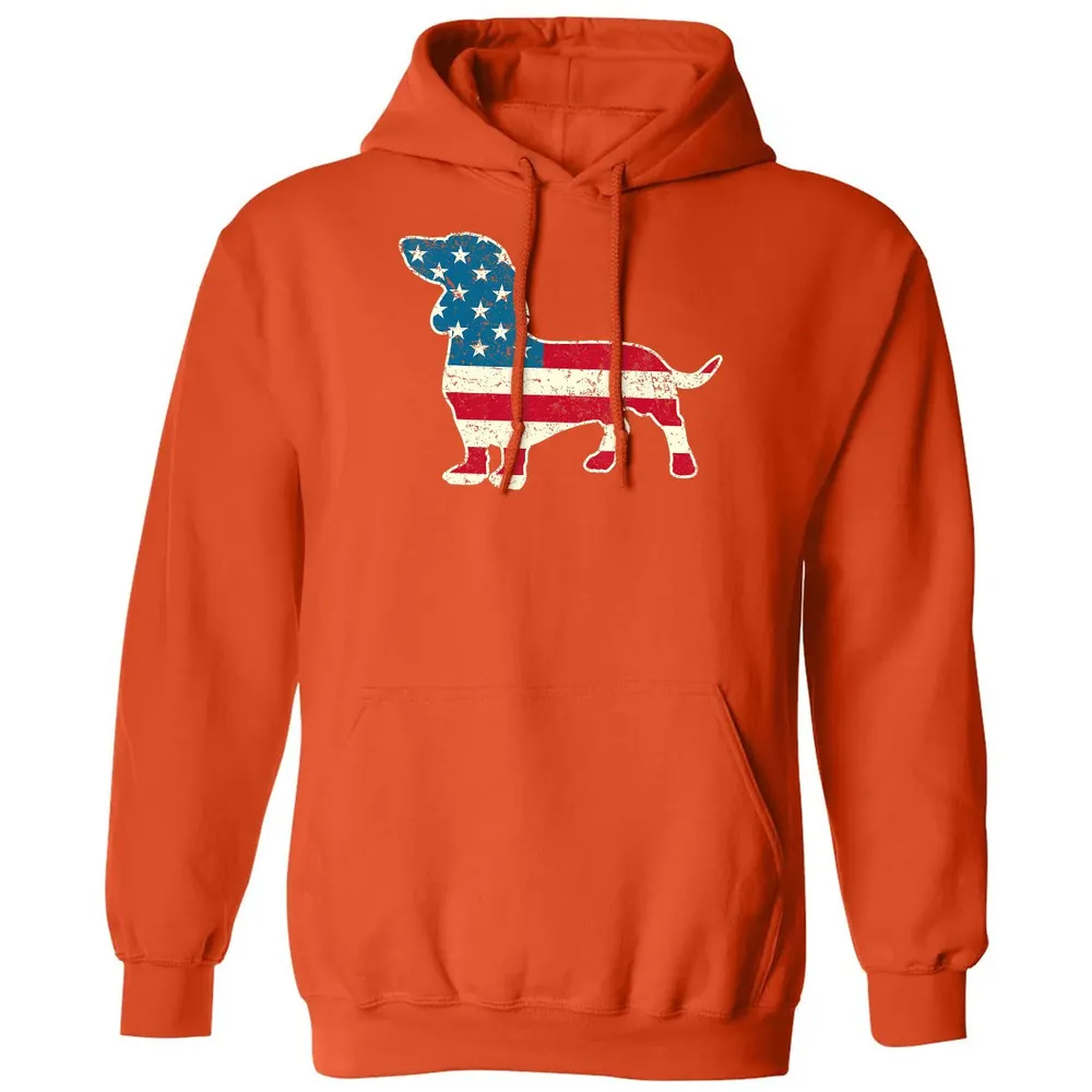 Dachshund 4th of July Dog Lover Gift Men Women American Flag Classic Unisex Hoodie - 10