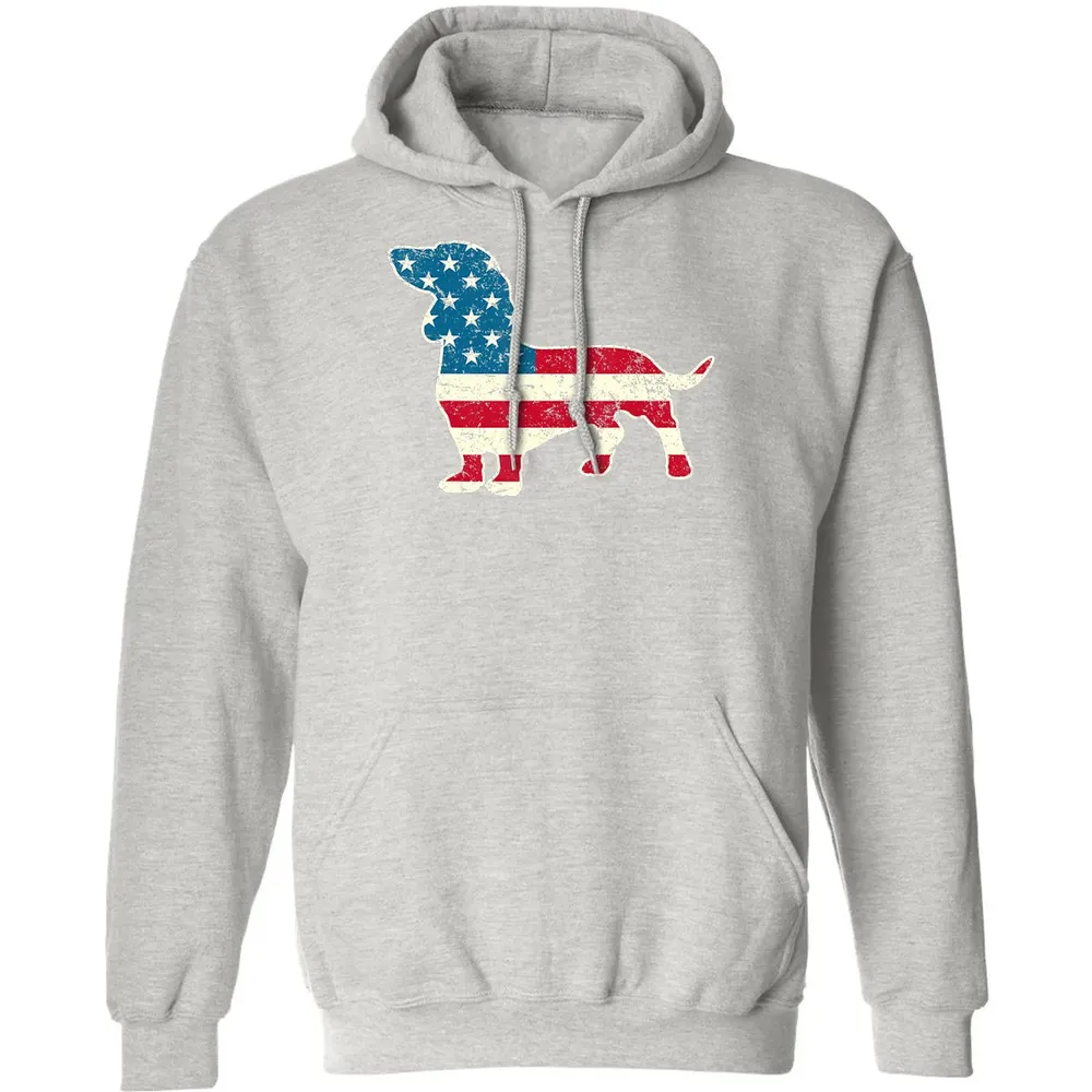 Dachshund 4th of July Dog Lover Gift Men Women American Flag Classic Unisex Hoodie - 8
