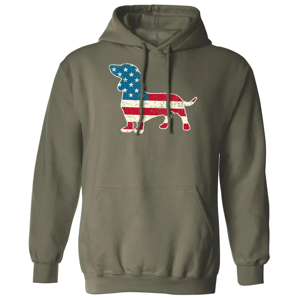 Dachshund 4th of July Dog Lover Gift Men Women American Flag Classic Unisex Hoodie - 4