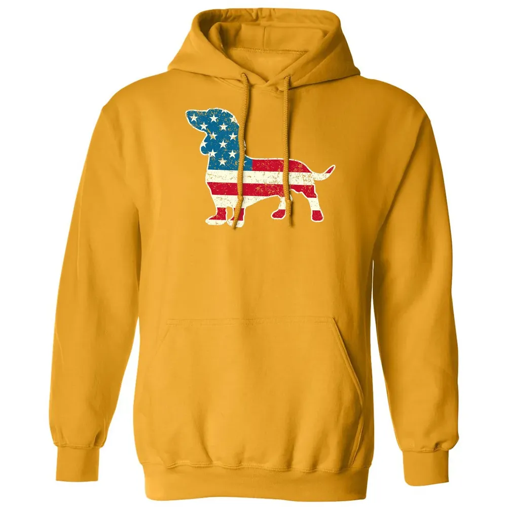 Dachshund 4th of July Dog Lover Gift Men Women American Flag Classic Unisex Hoodie - 12