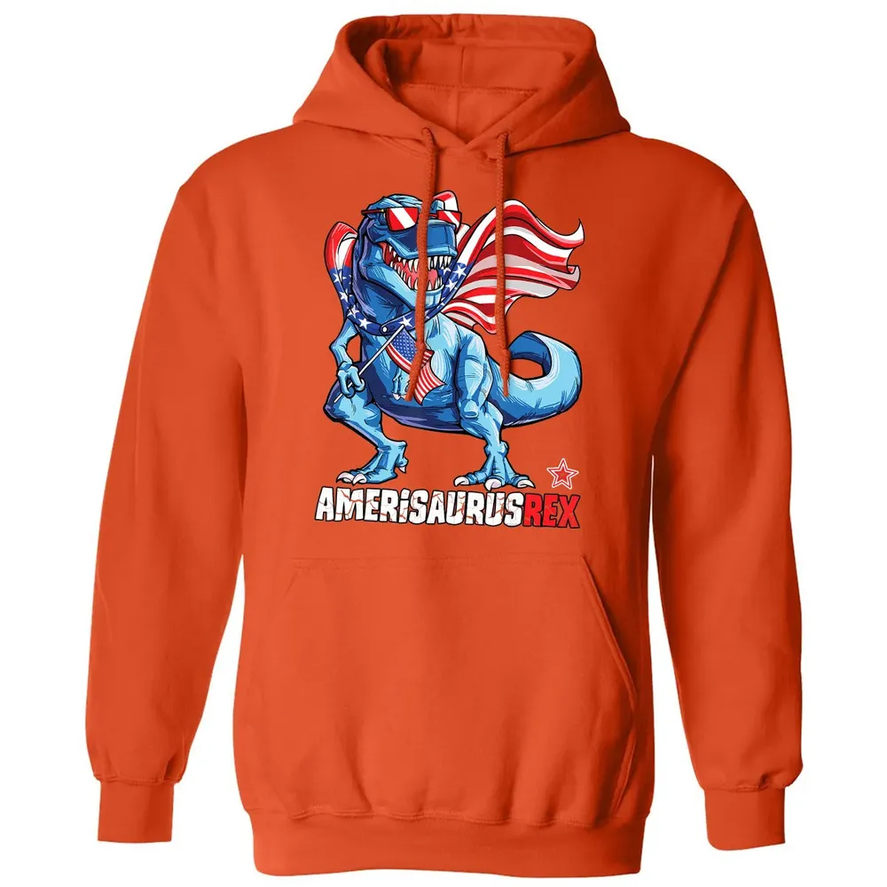 Dinosaur 4th of July  Kids Boys Men Amerisaurus T Rex Classic Unisex Hoodie - 10