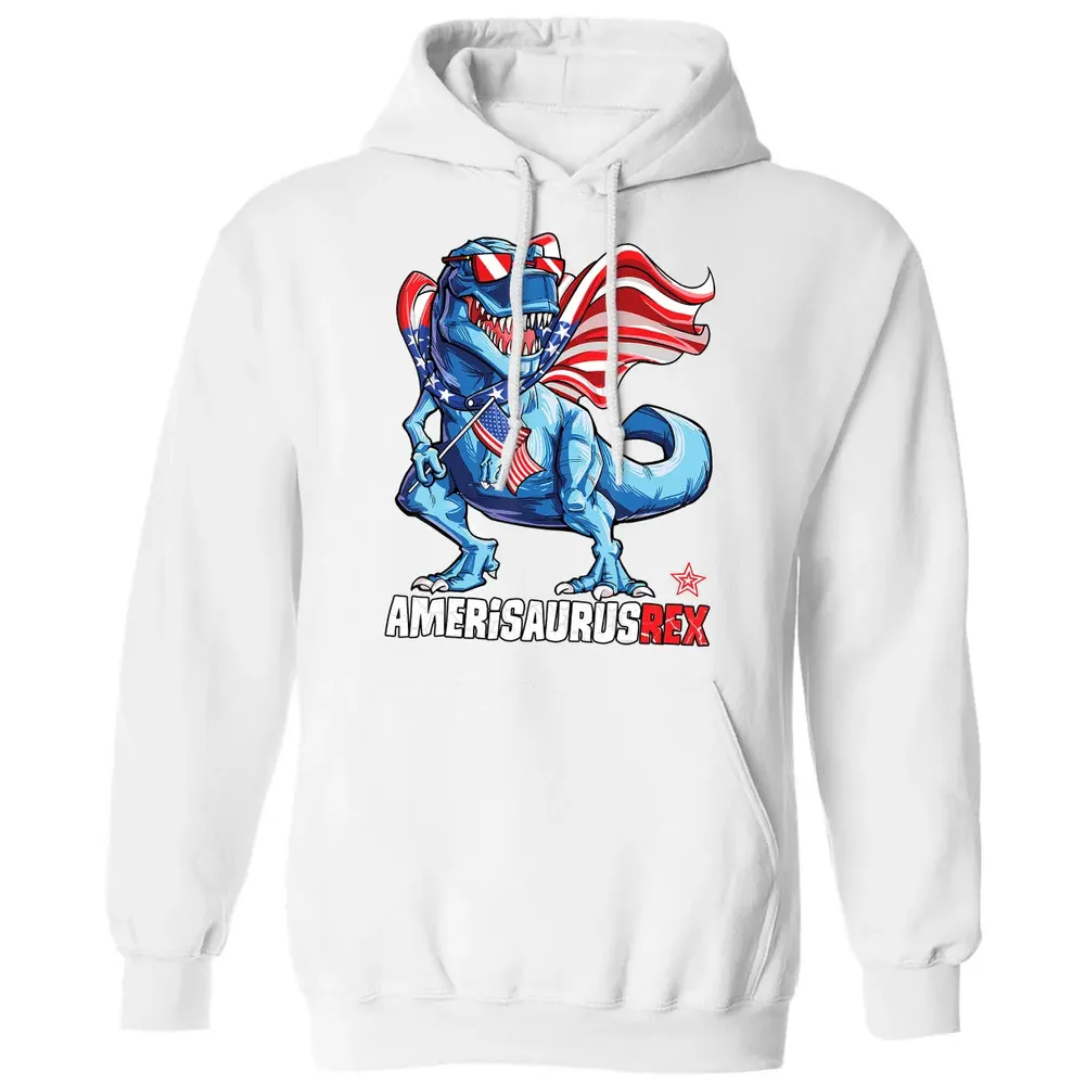 Dinosaur 4th of July  Kids Boys Men Amerisaurus T Rex Classic Unisex Hoodie - 11