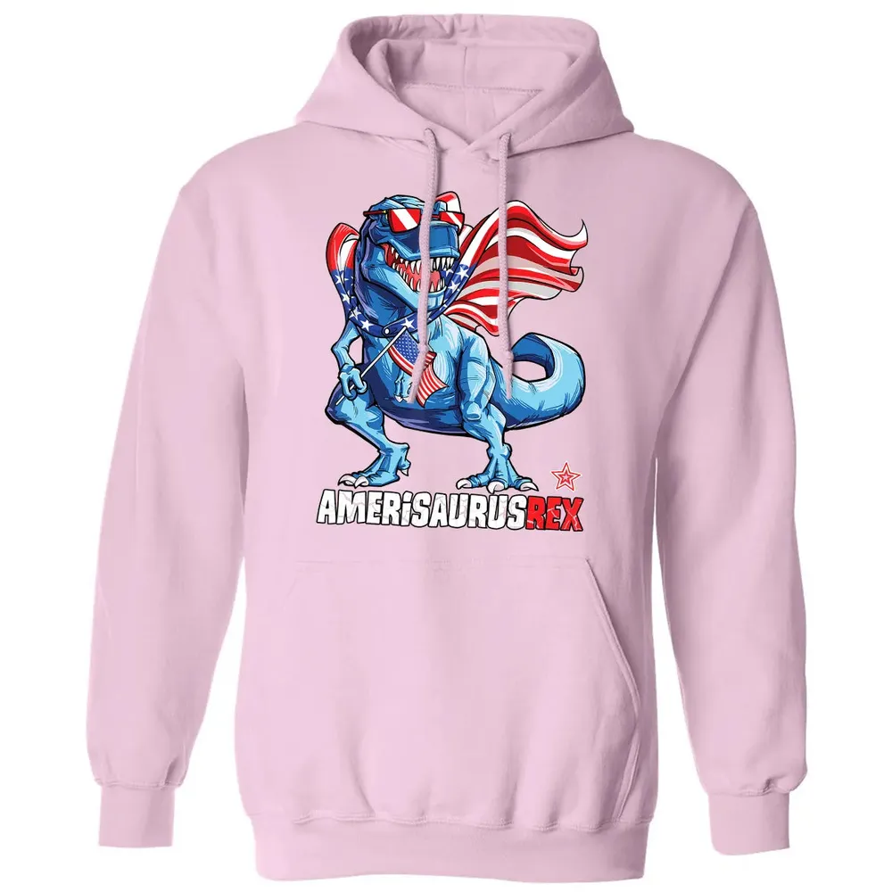 Dinosaur 4th of July  Kids Boys Men Amerisaurus T Rex Classic Unisex Hoodie - 3