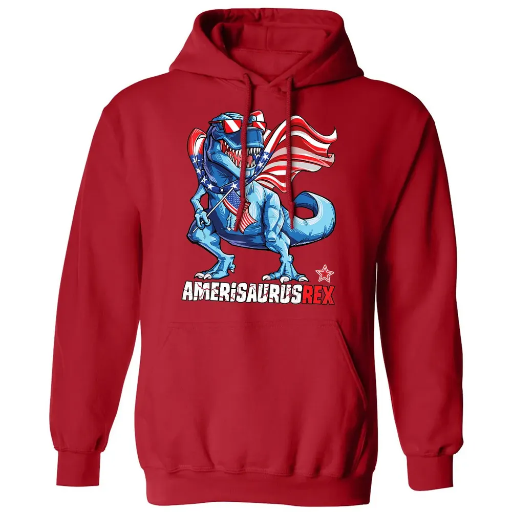 Dinosaur 4th of July  Kids Boys Men Amerisaurus T Rex Classic Unisex Hoodie - 5