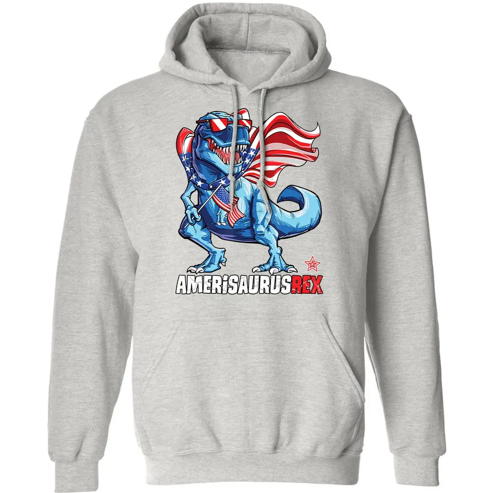 Dinosaur 4th of July  Kids Boys Men Amerisaurus T Rex Classic Unisex Hoodie - 8