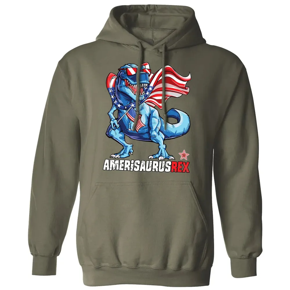 Dinosaur 4th of July  Kids Boys Men Amerisaurus T Rex Classic Unisex Hoodie - 4