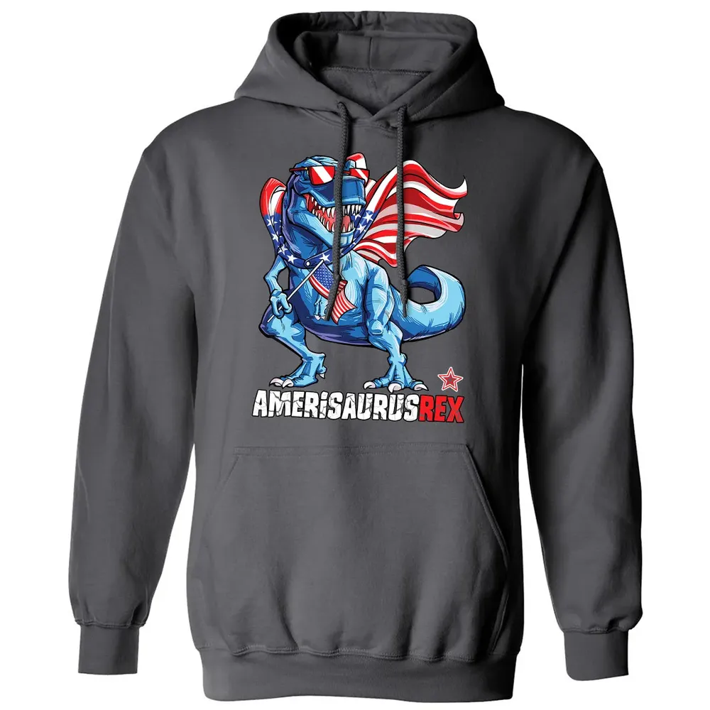 Dinosaur 4th of July  Kids Boys Men Amerisaurus T Rex Classic Unisex Hoodie - 7