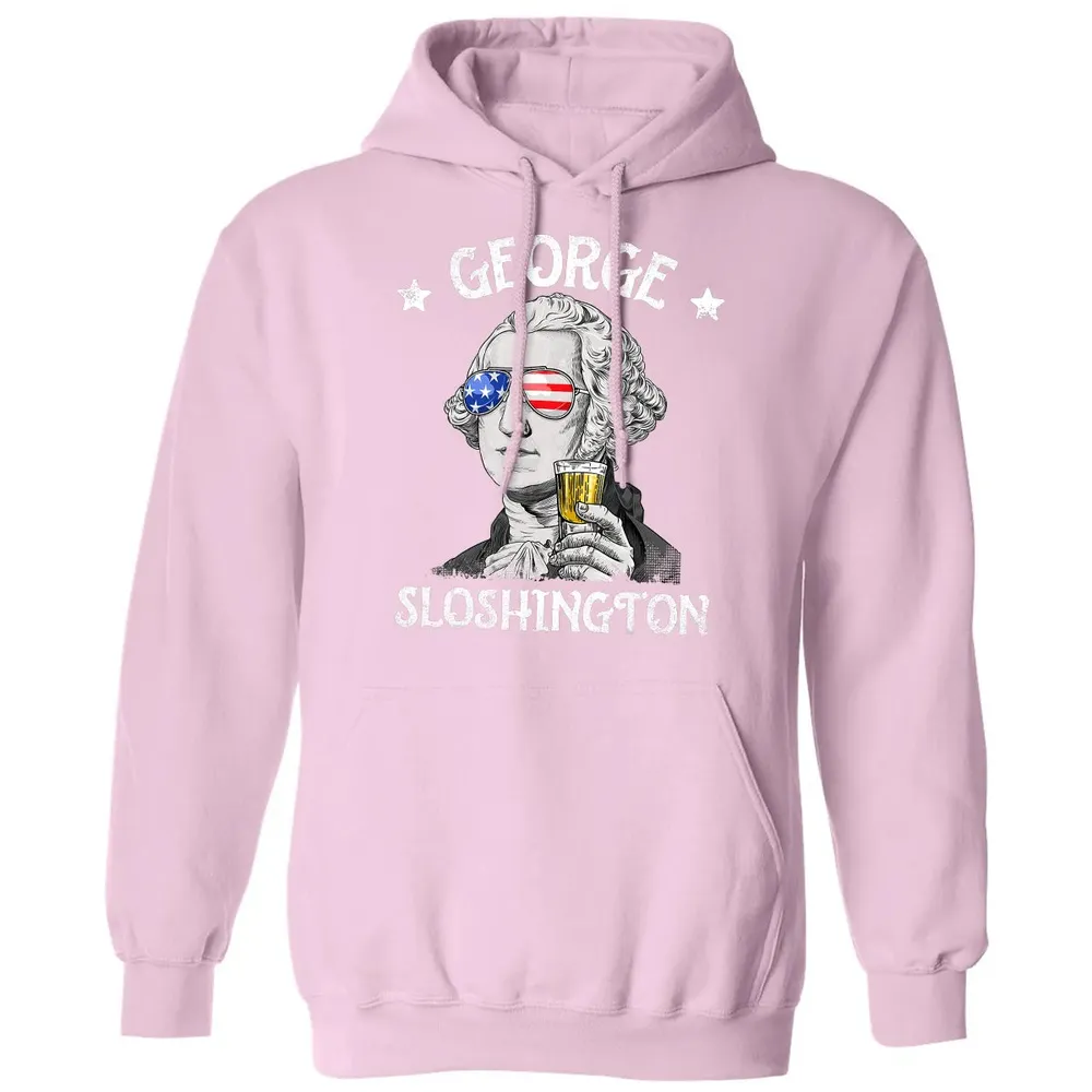 George Sloshington Washington 4th of July Men Funny American Classic Unisex Hoodie - 3