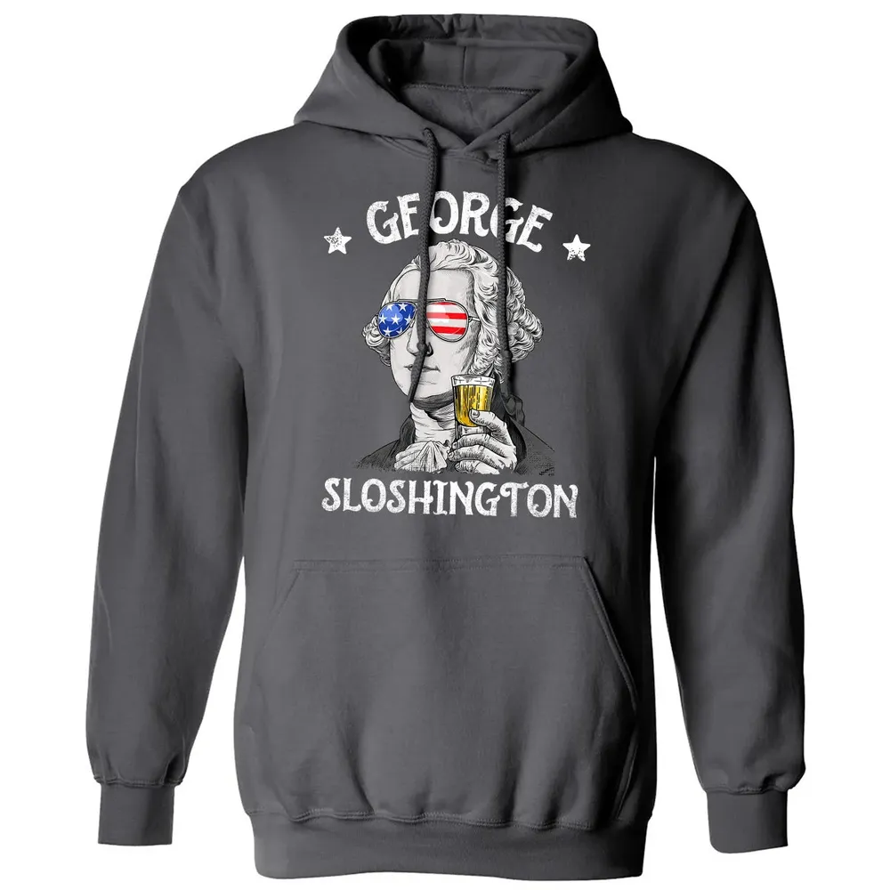 George Sloshington Washington 4th of July Men Funny American Classic Unisex Hoodie - 7