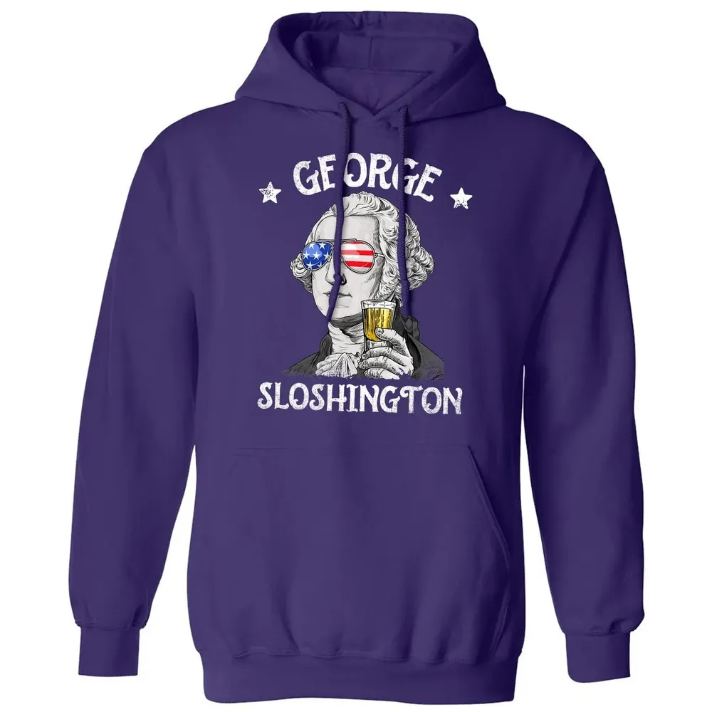 George Sloshington Washington 4th of July Men Funny American Classic Unisex Hoodie - 6