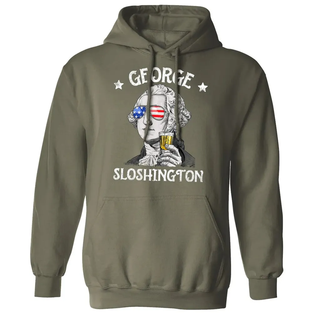George Sloshington Washington 4th of July Men Funny American Classic Unisex Hoodie - 4