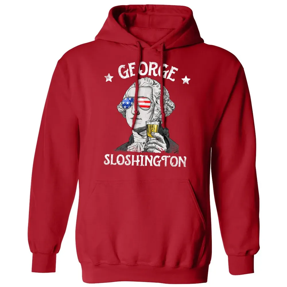 George Sloshington Washington 4th of July Men Funny American Classic Unisex Hoodie - 5