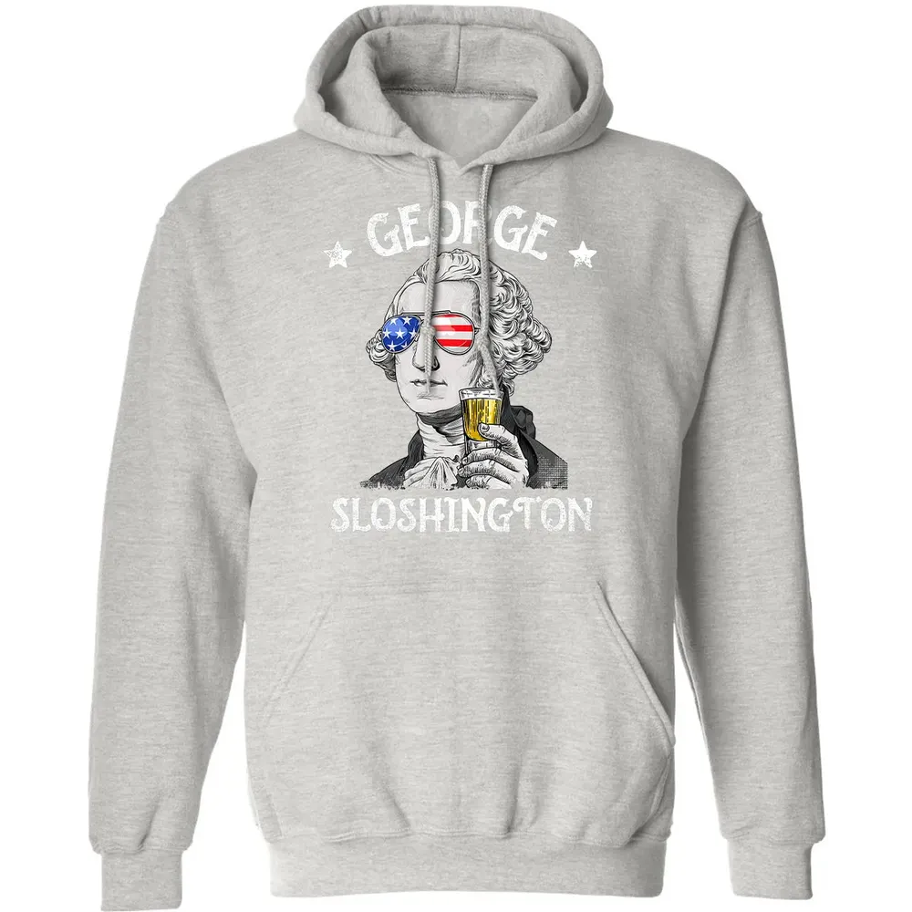 George Sloshington Washington 4th of July Men Funny American Classic Unisex Hoodie - 8