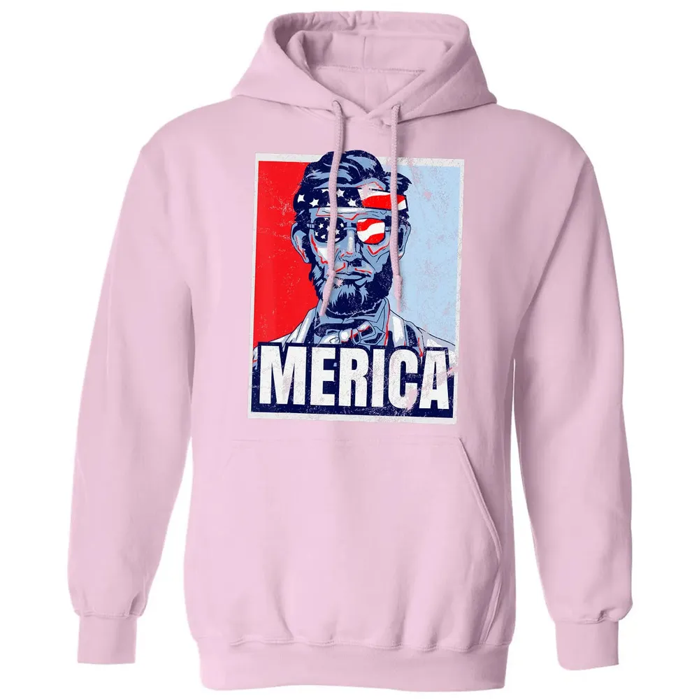 Abraham Lincoln  4th Of July  Merica USA Flag Gift Classic Unisex Hoodie - 3