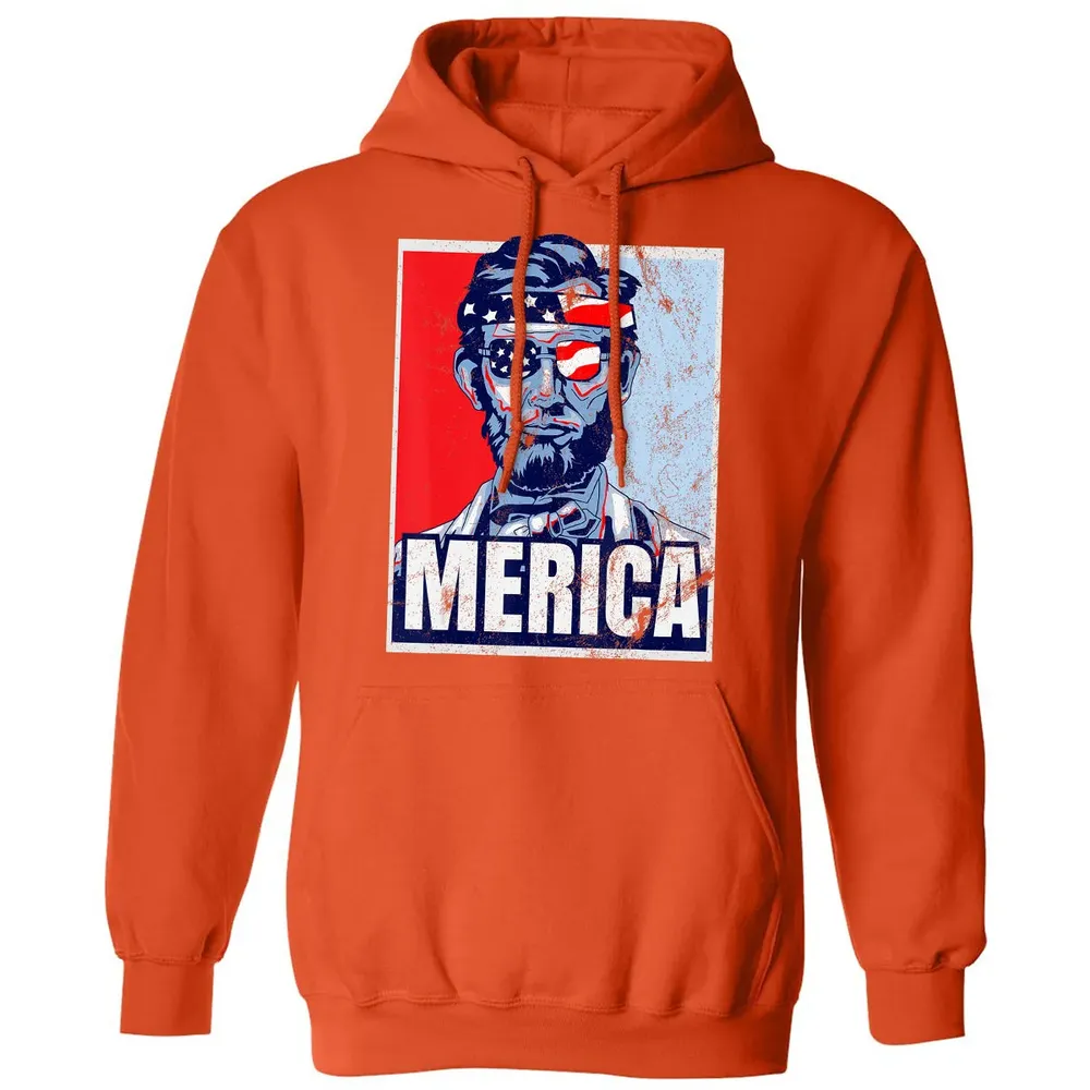 Abraham Lincoln  4th Of July  Merica USA Flag Gift Classic Unisex Hoodie - 10