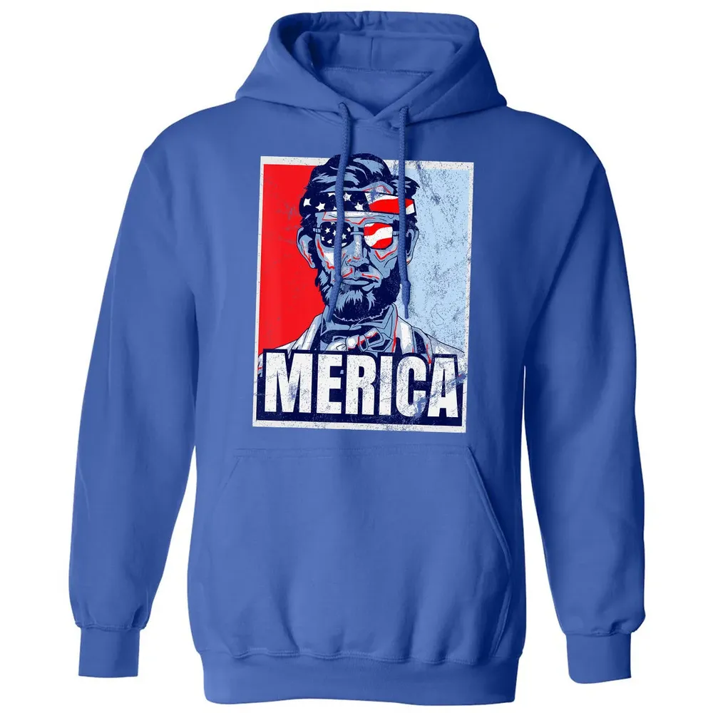 Abraham Lincoln  4th Of July  Merica USA Flag Gift Classic Unisex Hoodie - 9
