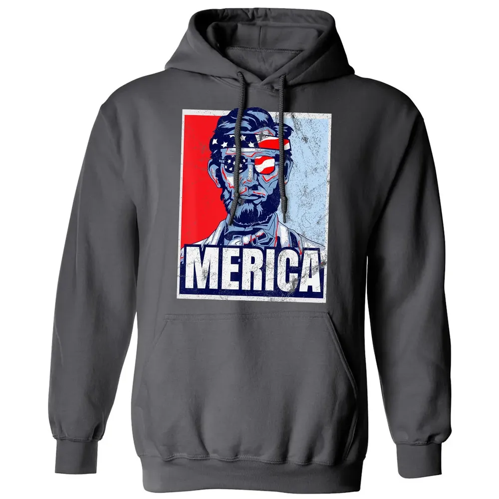 Abraham Lincoln  4th Of July  Merica USA Flag Gift Classic Unisex Hoodie - 7