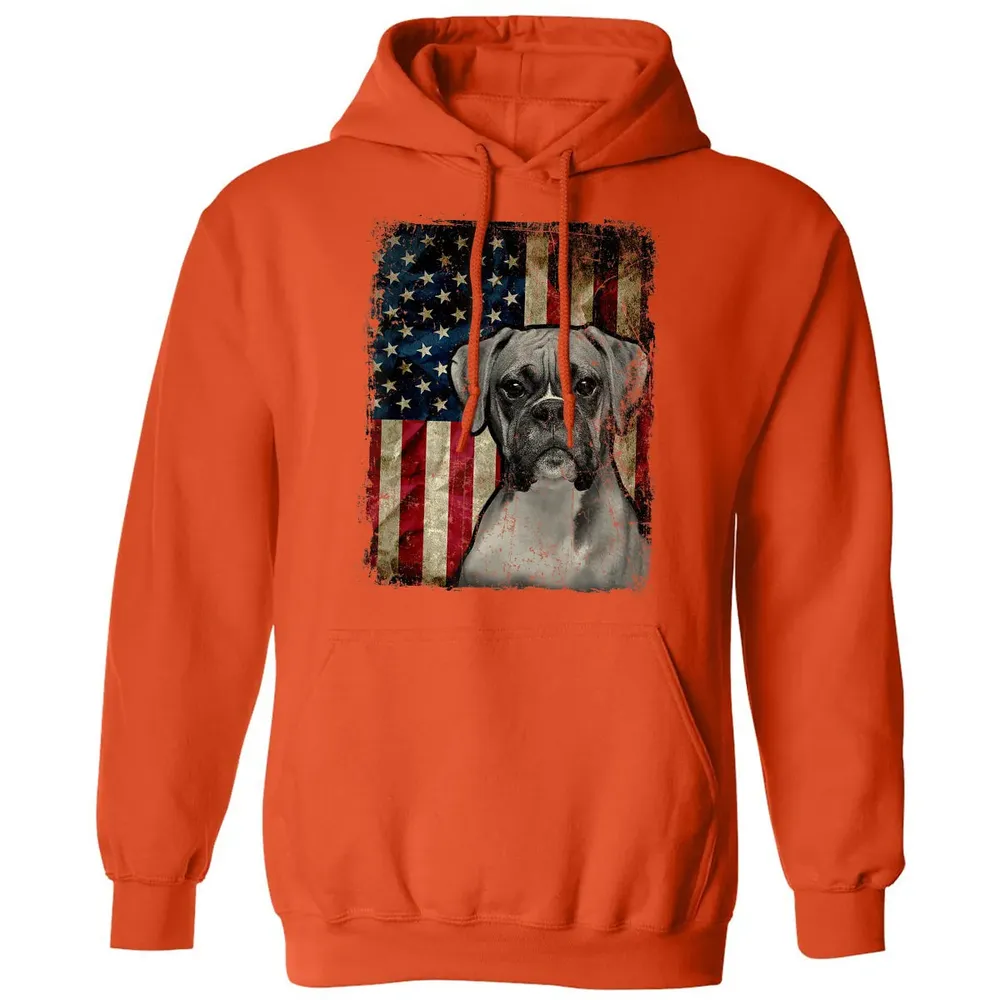 Boxer Dog 4th of July American Flag patriotic Gift Classic Unisex Hoodie - 10