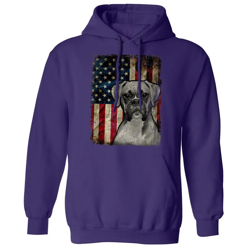 Boxer Dog 4th of July American Flag patriotic Gift Classic Unisex Hoodie - 6
