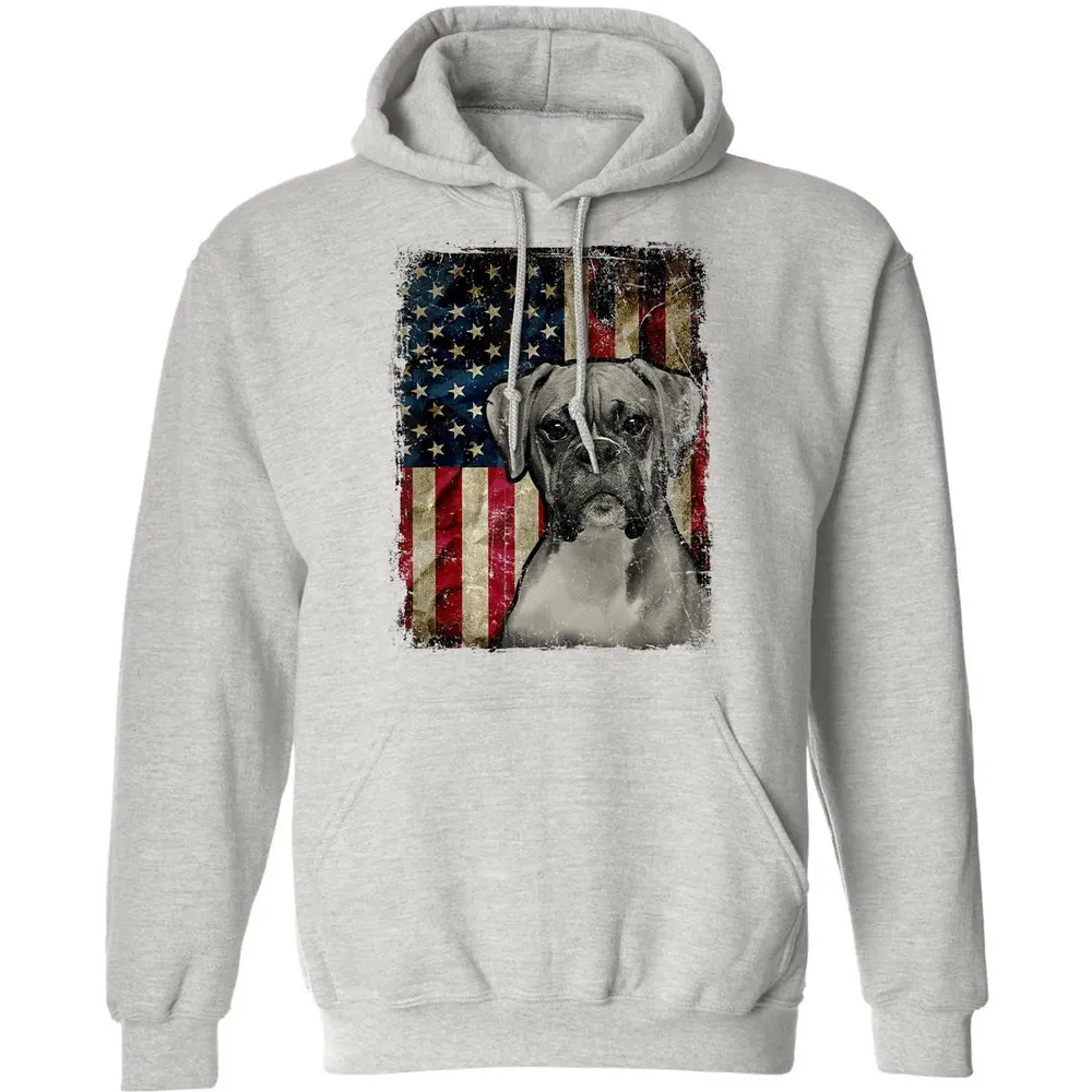 Boxer Dog 4th of July American Flag patriotic Gift Classic Unisex Hoodie - 8
