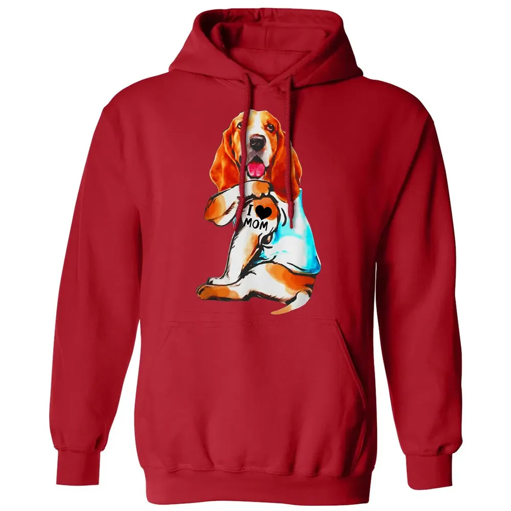Basset Hound Dog I Love Mom Tattoo Classic Unisex Hoodie - 5