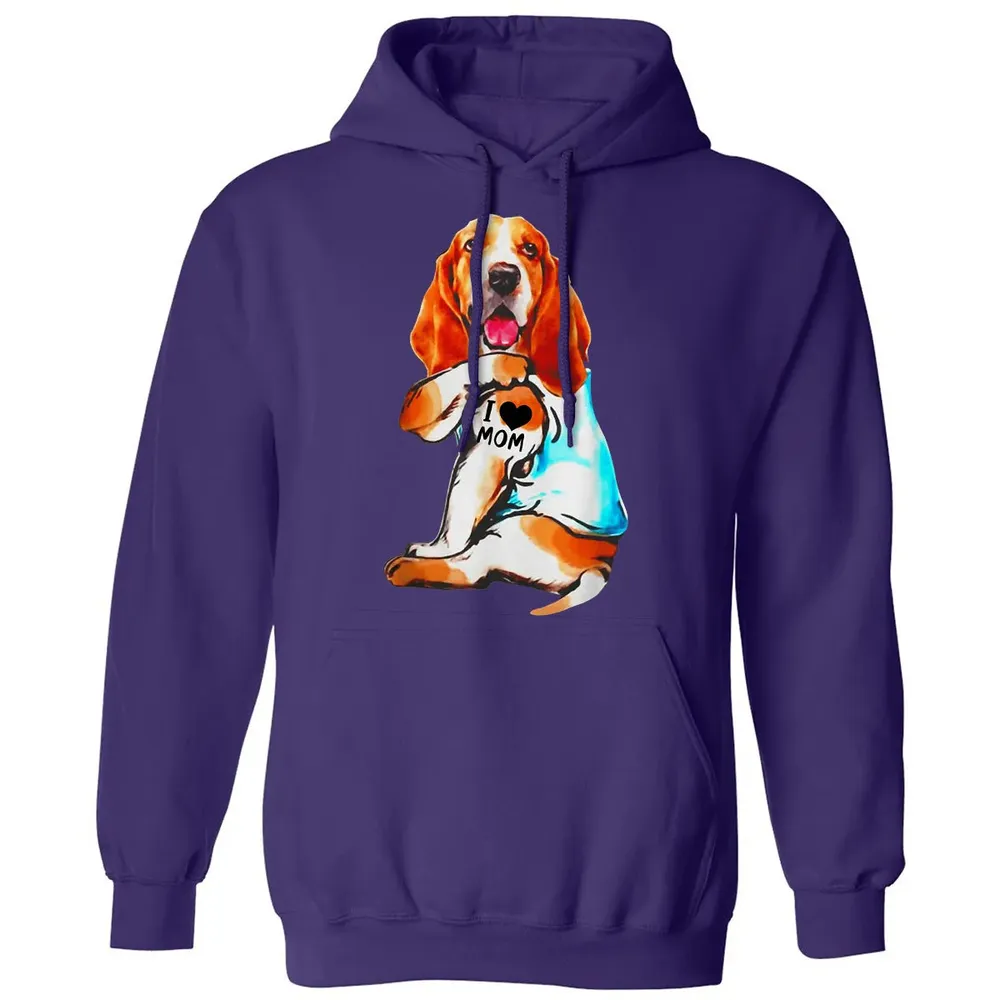 Basset Hound Dog I Love Mom Tattoo Classic Unisex Hoodie - 6