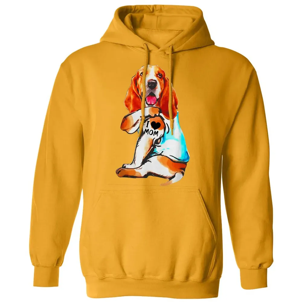 Basset Hound Dog I Love Mom Tattoo Classic Unisex Hoodie - 12