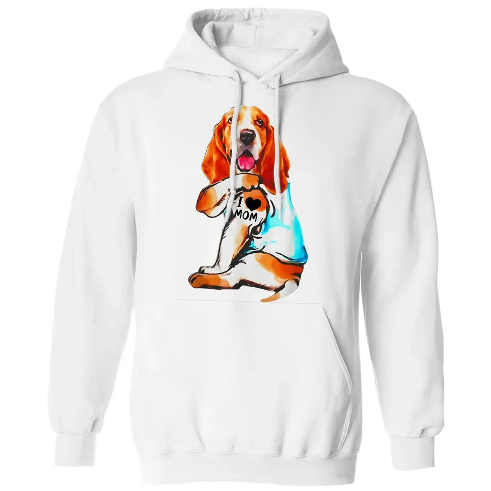 Basset Hound Dog I Love Mom Tattoo Classic Unisex Hoodie - 11