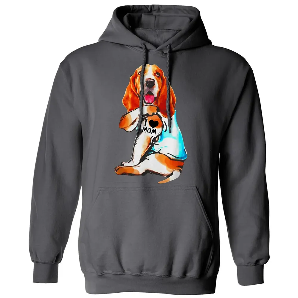 Basset Hound Dog I Love Mom Tattoo Classic Unisex Hoodie - 7