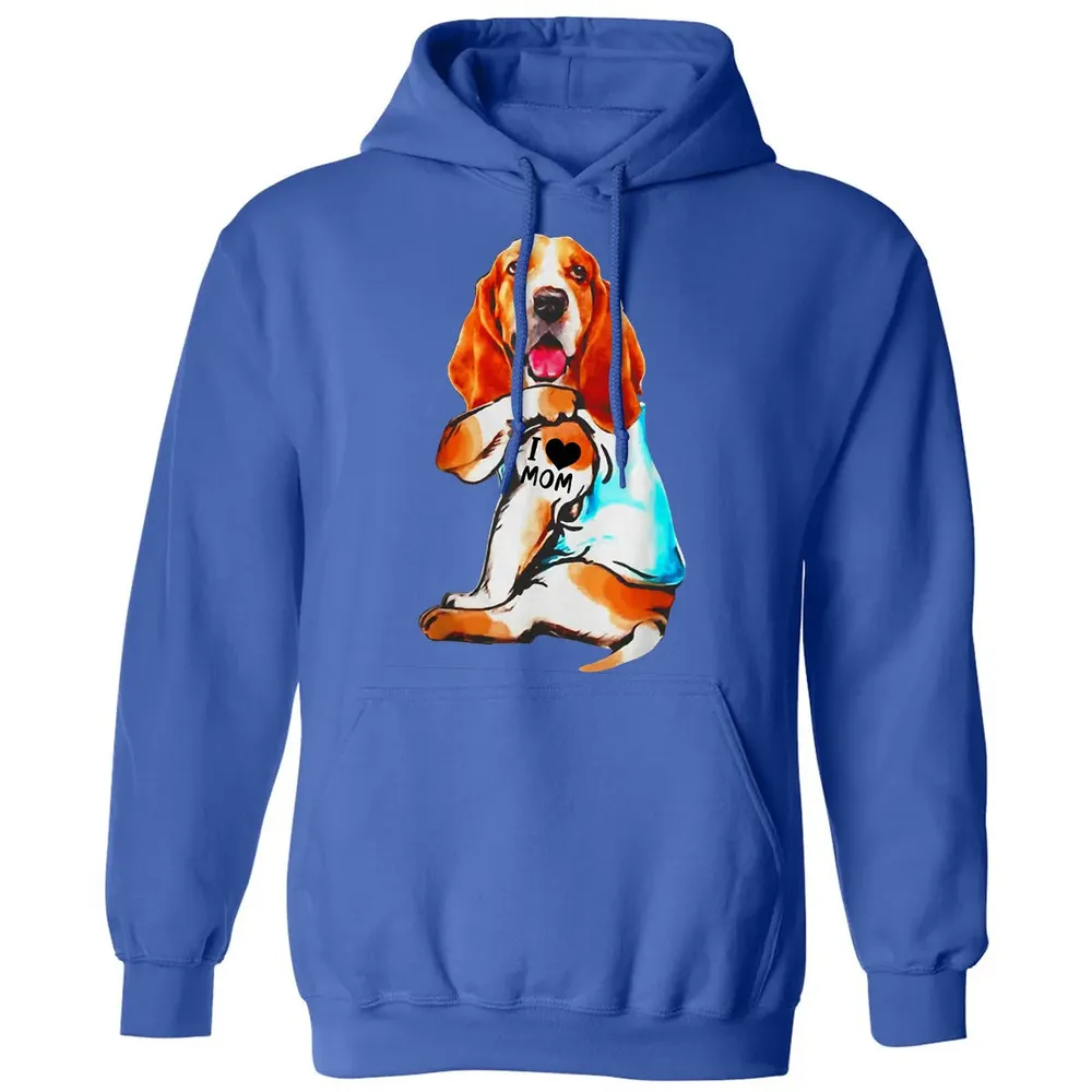 Basset Hound Dog I Love Mom Tattoo Classic Unisex Hoodie - 9