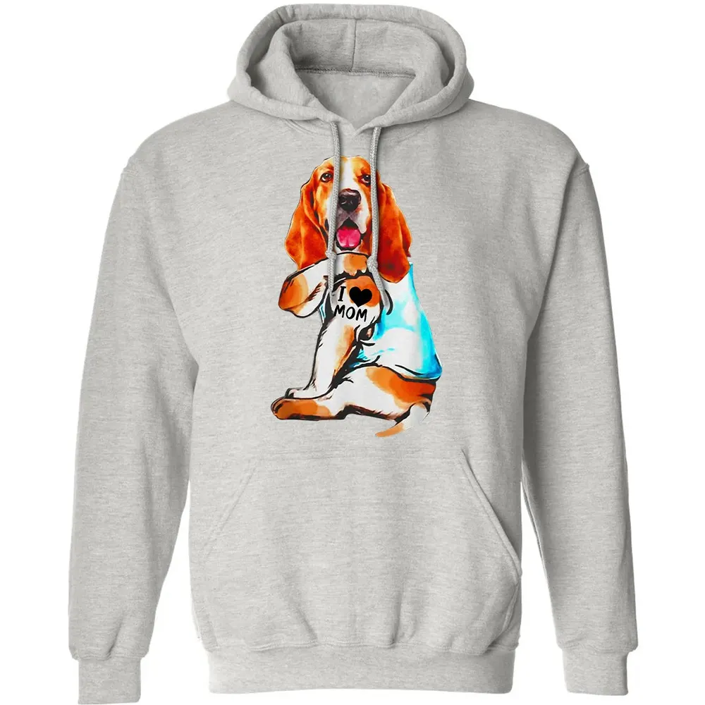 Basset Hound Dog I Love Mom Tattoo Classic Unisex Hoodie - 8