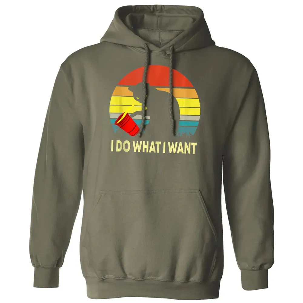 Vintage Sunset I Do What I Want Cat Classic Unisex Hoodie - 4