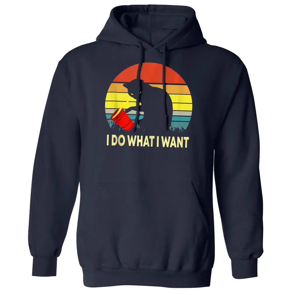 Vintage Sunset I Do What I Want Cat Classic Unisex Hoodie - 2