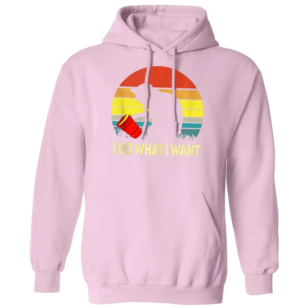 Vintage Sunset I Do What I Want Cat Classic Unisex Hoodie - 3