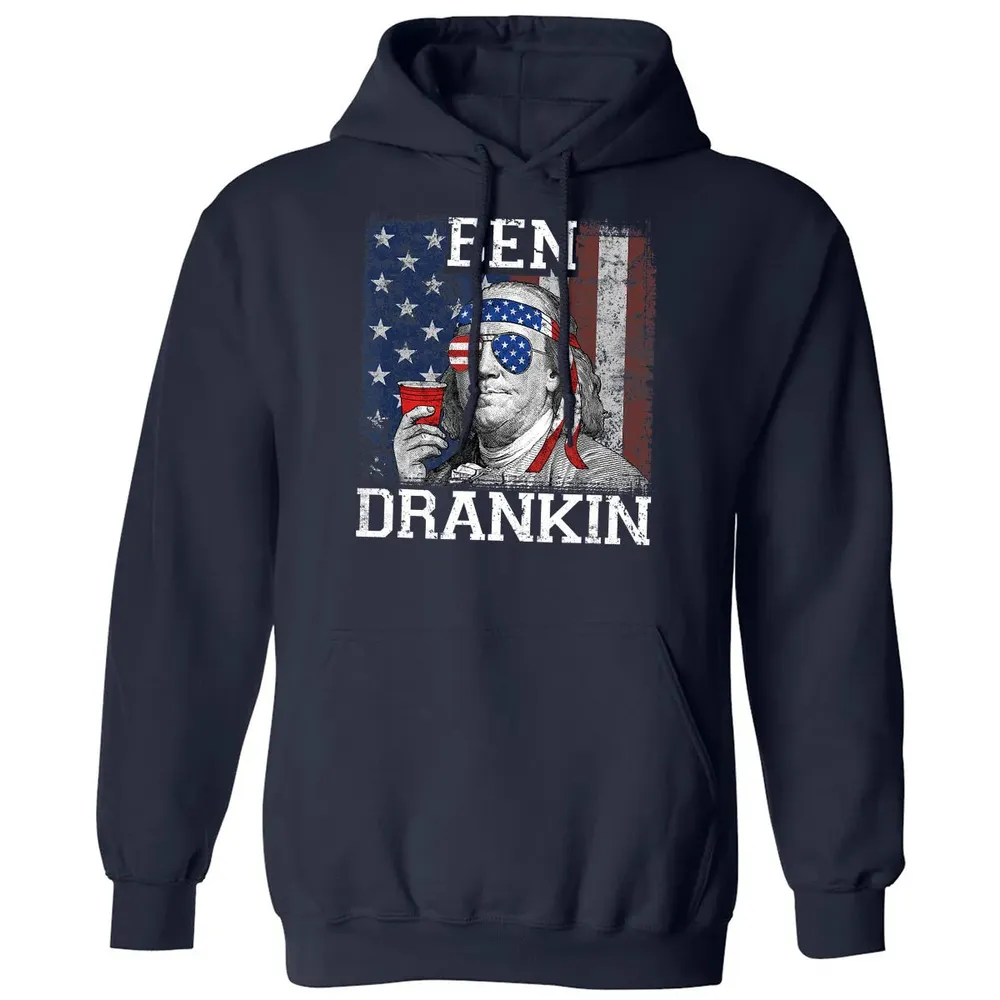 Ben Drankin Beer 4th of July Funny Patriotic USA Classic Unisex Hoodie - 2