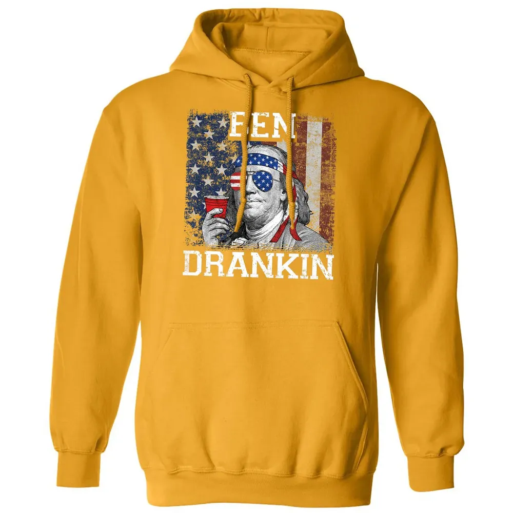 Ben Drankin Beer 4th of July Funny Patriotic USA Classic Unisex Hoodie - 12